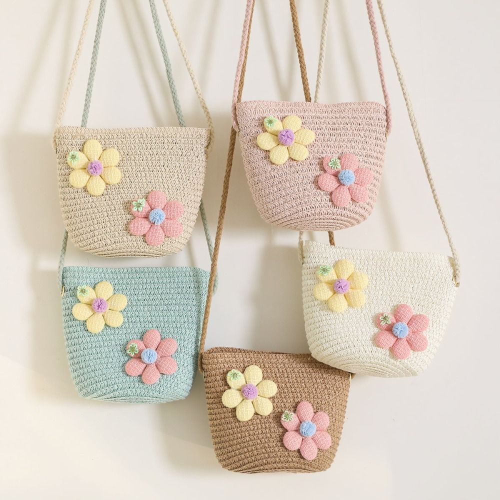 Flower Girl Basket - Sac en paille tressé à la
